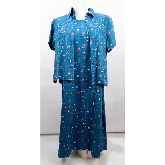 Vtg Americana Denim Dress SMALL 6-8 Jean Jumper American Flag Patriotic July 4th - Picture 8 of 13